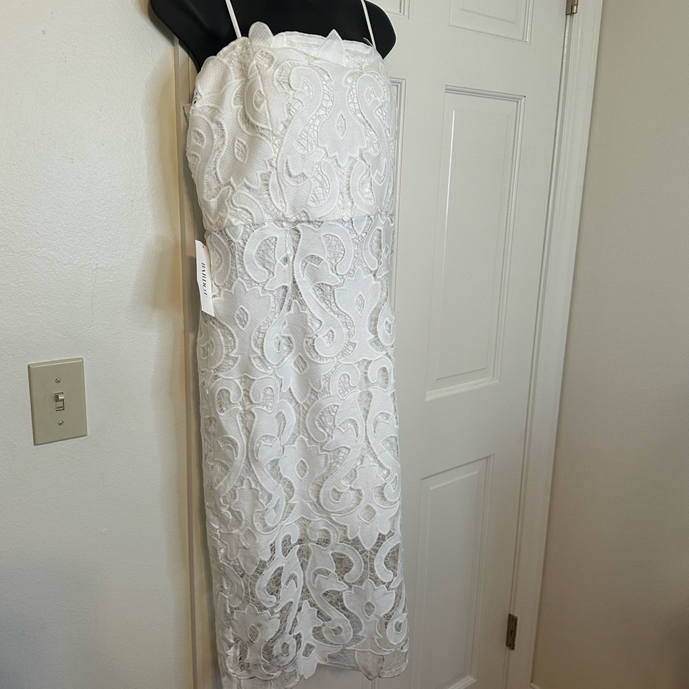 Bardot Women’s Lina White Lace Sheath Spaghetti Strap Dress Size 10 NWT - Picture 12 of 14